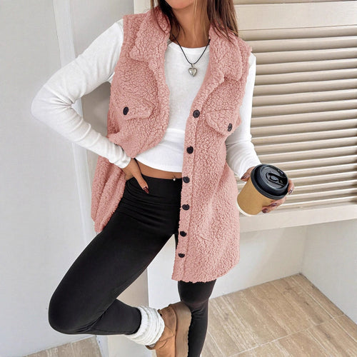 Damen Teddy-Weste mit Taschen R&B