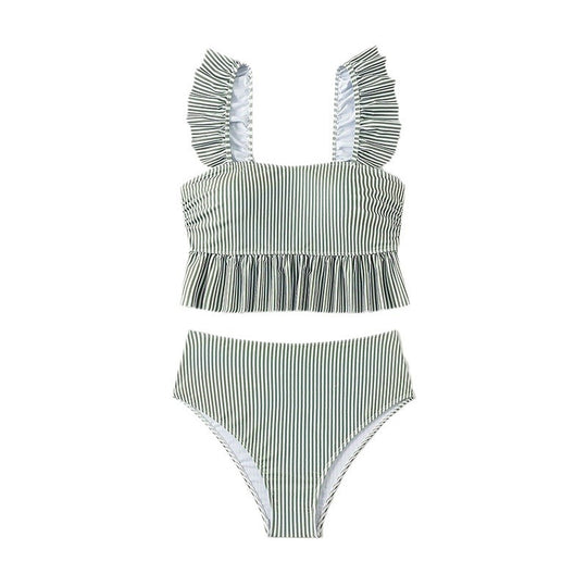 Damen Bikinis mit Rüschendetails und elastischem High-Waist-Schnitt R&B