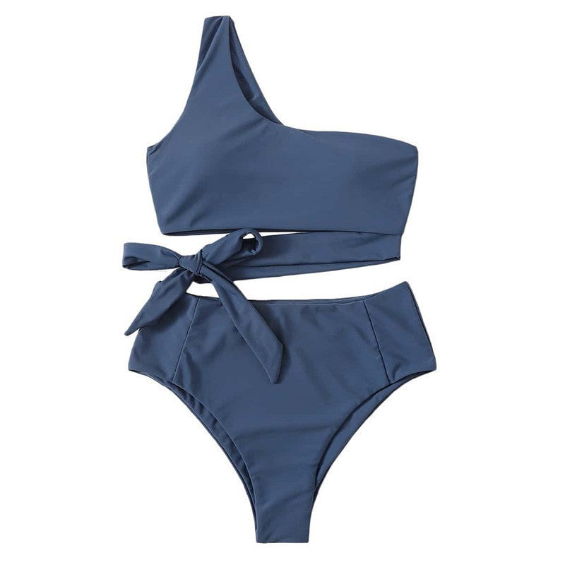 Damen Einseitiger Bikini mit trendigem Wickel-Design
