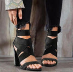 Damen Sandalen mit eleganten Riemen und Blockabsatz R&B