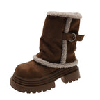 Damen kuschelige Winterstiefel mit modischer Schnallenverzierung R&B