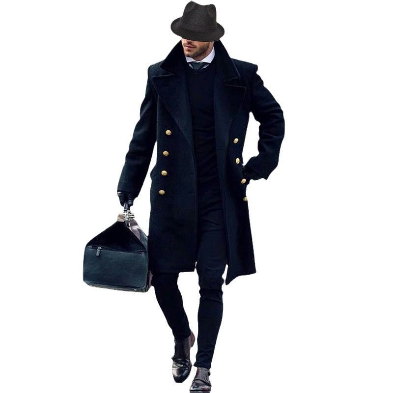 Herren Eleganter Mantel mit goldenen Knöpfen R&B
