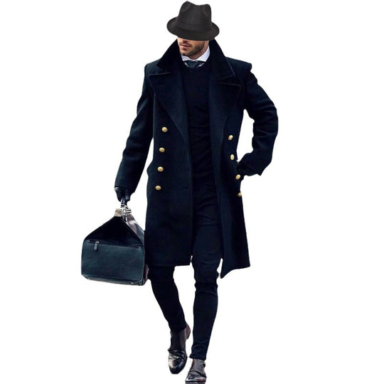 Herren Eleganter Mantel mit goldenen Knöpfen R&B
