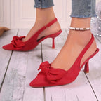 Damen elegante Slingback-Pumps mit dekorativem Schleifen-Detail R&B