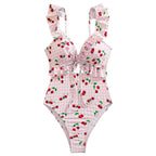 Damen Hochtaillierter Bikini mit Rüschen und Knoten R&B