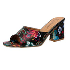 Damen Offene Mules mit floralem Muster und komfortablem Blockabsatz R&B