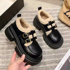 Damen modische Clarks mit flauschigem Innenfutter und doppeltem Schnallenverschluss R&B