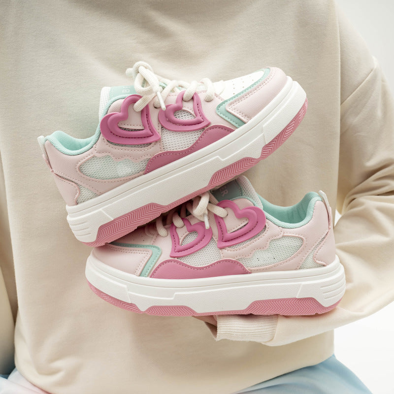 Damen Sportliche Sneakers mit Herz-Design und atmungsaktiver Mesh-Oberfläche R&B