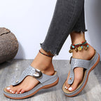 Damen Bequeme Zehentrenner-Sandalen mit verstellbarem Riemen und gepolsterter Sohle R&B