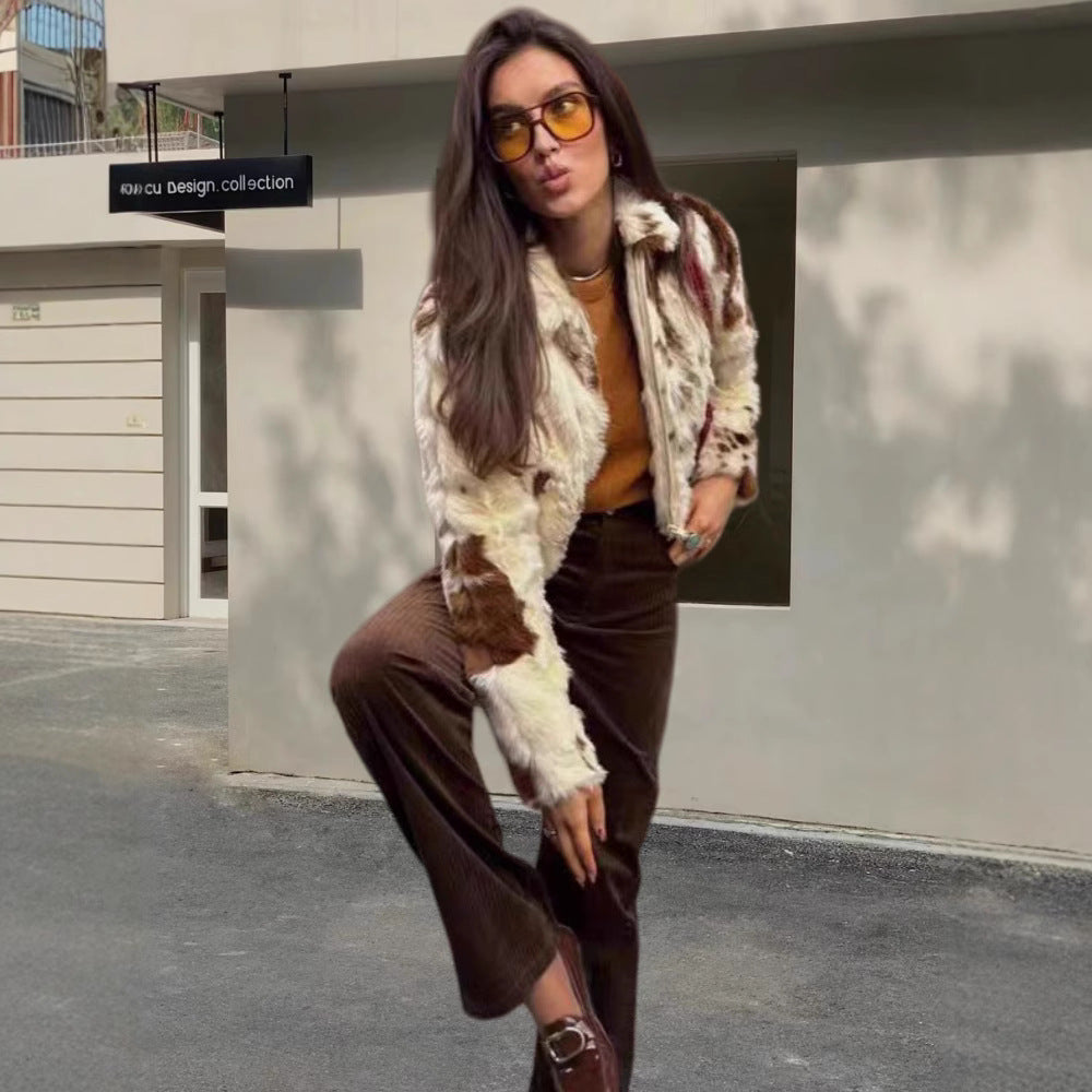 Damen modische und strapazierfähige Kunstpelzjacke R&B