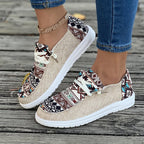 Damen Bequeme Sneaker mit buntem Tribal-Muster und elastischen Schnürsenkeln R&B