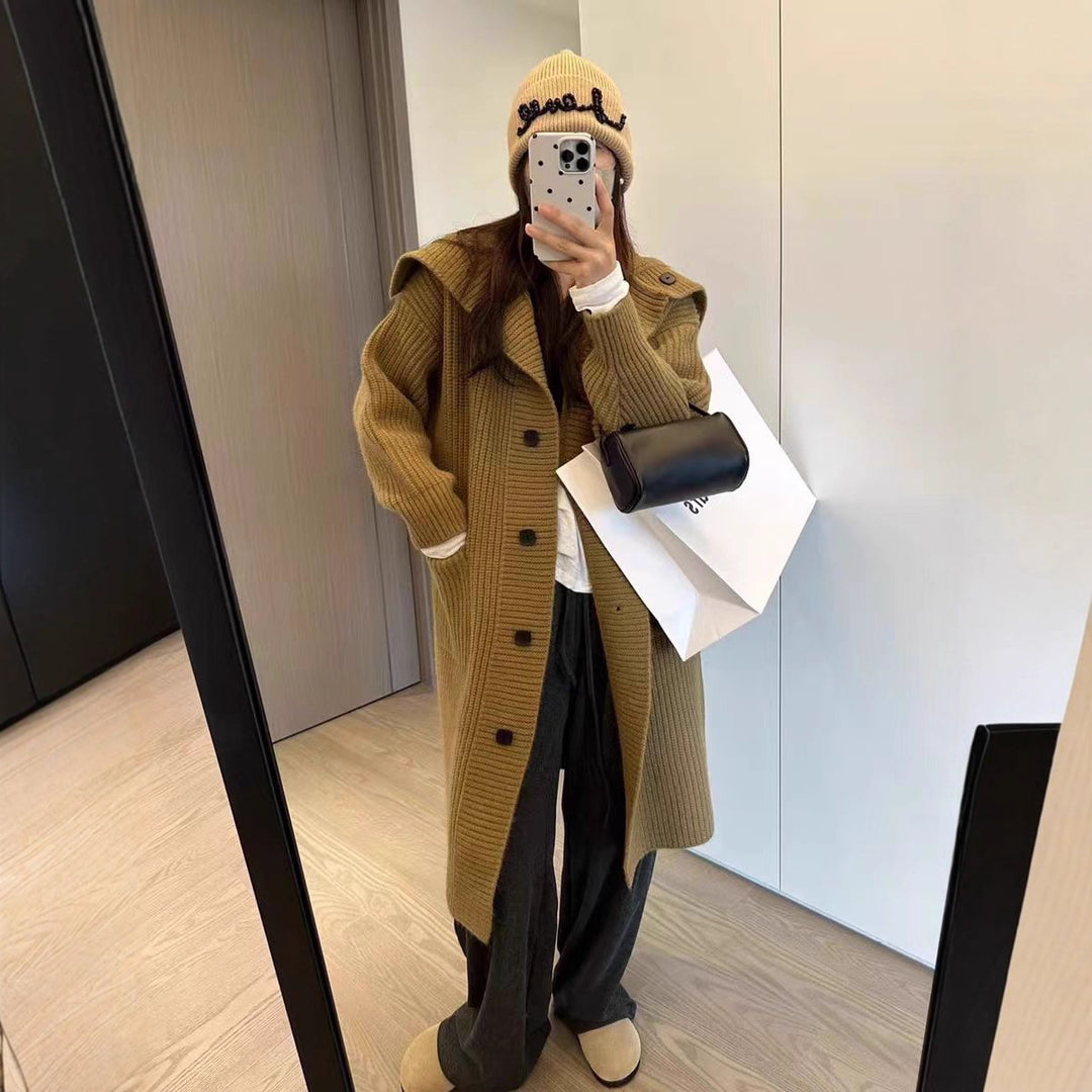 Damen Grobstrickjacke mit voluminösem Schnitt und dekorativen Knöpfen R&B