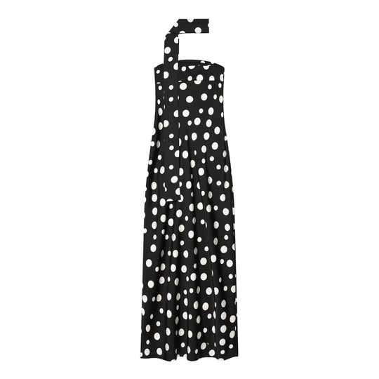 Damen Maxikleid mit asymmetrischem Trägerdesign und modernem Punkte-Muster R&B