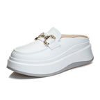 Damen elegante Plateau Clogs mit modischer Schnallen-Applikation
