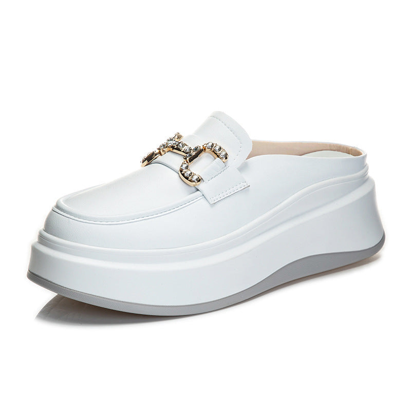 Damen elegante Plateau Clogs mit modischer Schnallen-Applikation