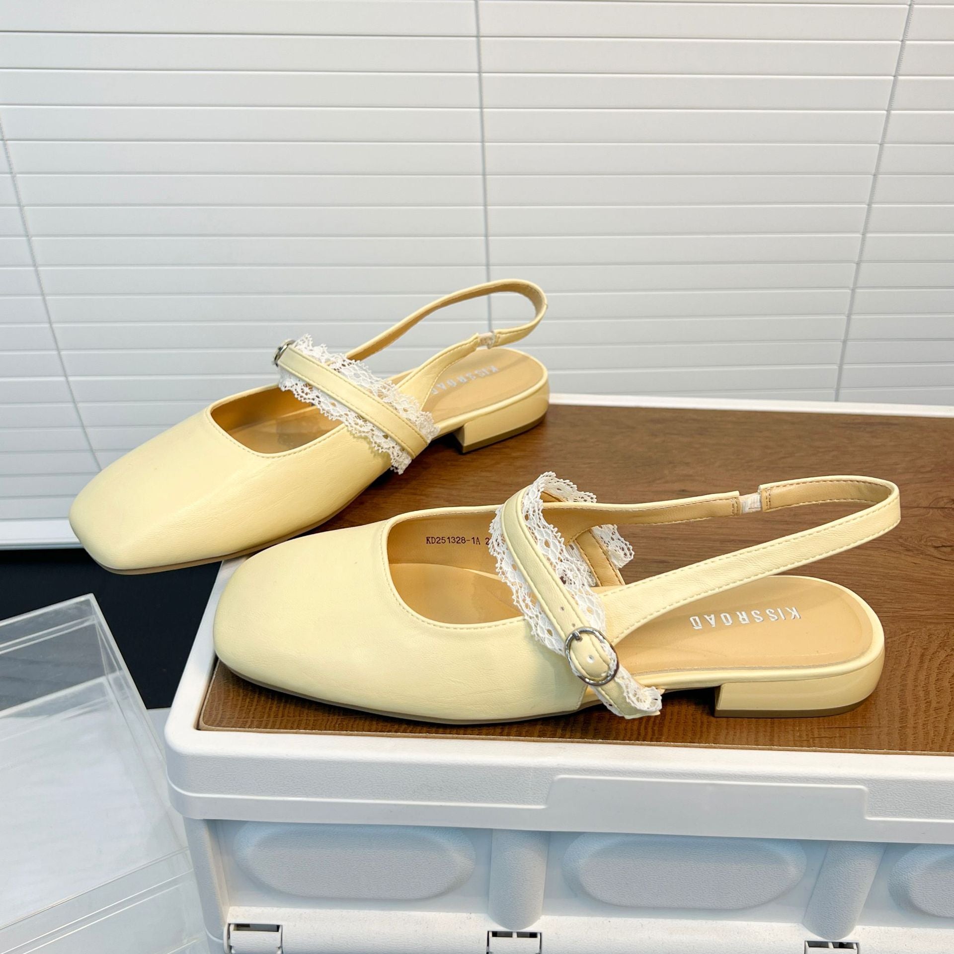 Damen Slingback Ballerinas mit zarter Spitzenverzierung und komfortablem Fußbett R&B