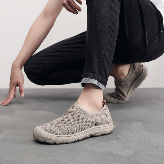 Damen atmungsaktive Slip-On Sneakers mit elastischem Einsatz R&B