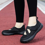 Damen nan atmungsaktive Strick-Riemchensneaker mit Klettverschluss gepolsterter Komfortsohle und flexibler Profillaufsohle R&B