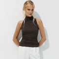 Damen Enganliegendes Highneck-Top mit Raffung R&B