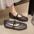 Damen Bequeme Mesh-Ballerinas mit verstellbarem Riemchen R&B