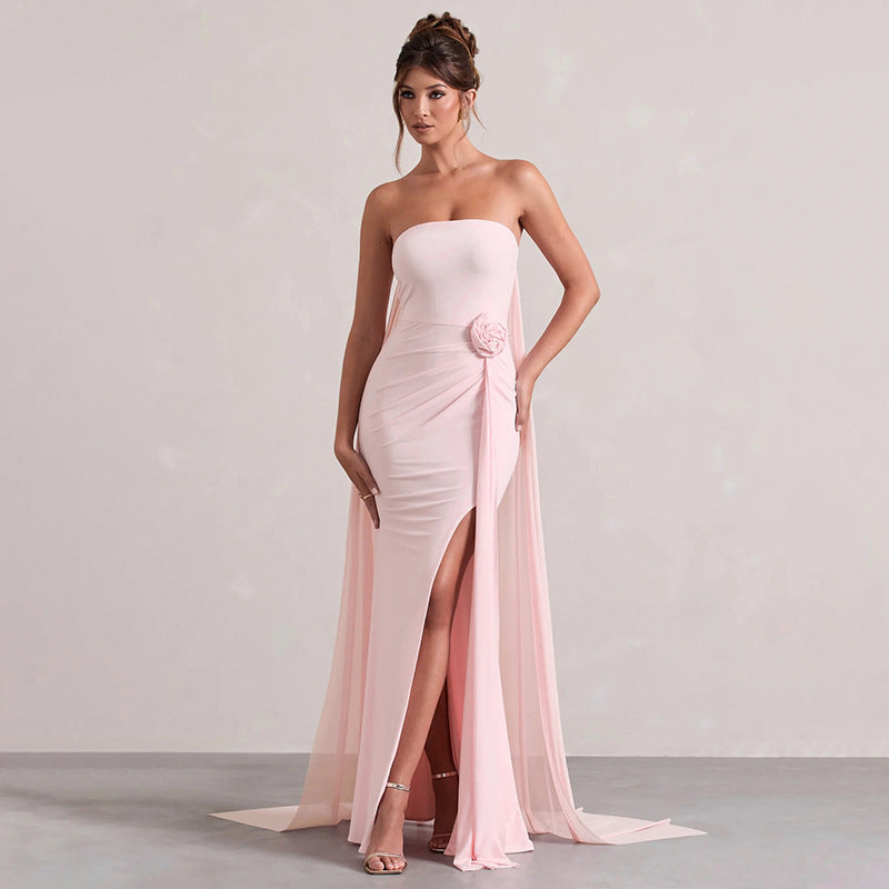 Damen Strapless Abendkleid mit schicker Drapierung und verführerischem Schlitz R&B