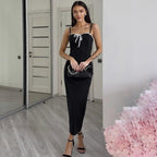 Damen Schickes Casual-Midikleid mit verstellbaren Spaghetti-Trägern R&B