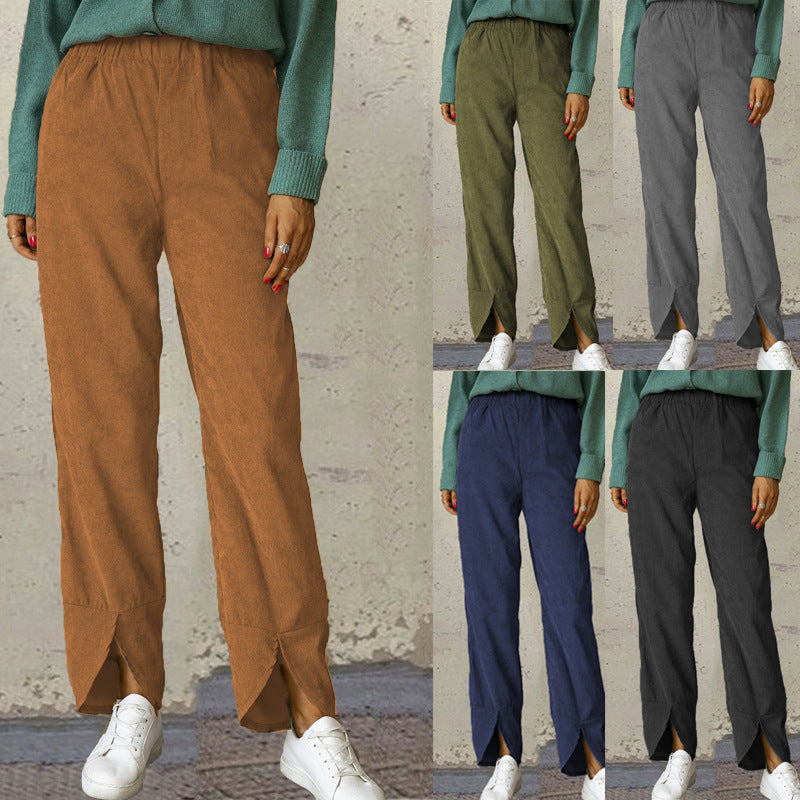 Damen Modische und bequeme Bundhose mit seitlichen Schlitzdetails R&B