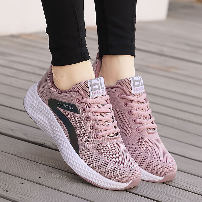 Damen nan nahtloser Strick-Sneaker mit elastischem Einstieg, Waben-Zwischensohle und anatomischem Komfortfußbett R&B