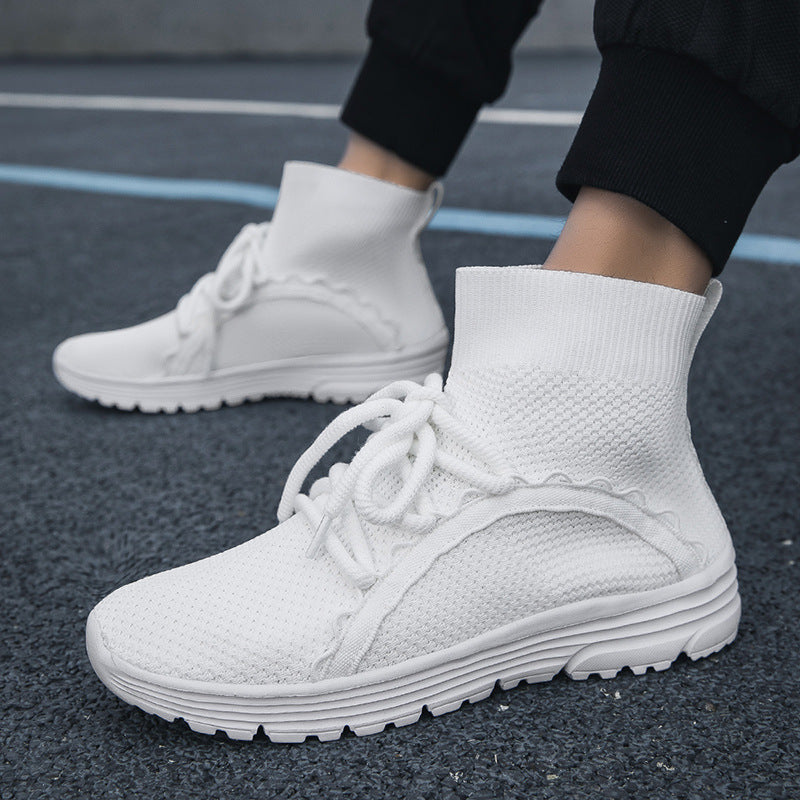 Damen Hochschuh Sneaker mit atmungsaktivem Obermaterial und innovativem Schnürsystem
