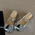 Damen elegante Slingback-Pantoletten mit funkelnden Strassdetails R&B