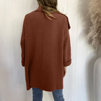 Damen Oversized Strickjacke mit weitem Revers und Taschen R&B