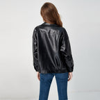 Damen Kunstleder Bikerjacke mit dekorativen Akzenten