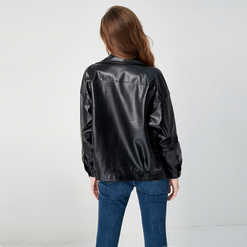 Damen Kunstleder Bikerjacke mit dekorativen Akzenten
