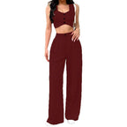 Damen Zweiteiliges Set mit tailliertem Top und weiten Hosen R&B
