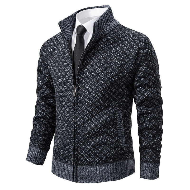 Herren moderner Strickjacke mit floralem Zopfdesign R&B