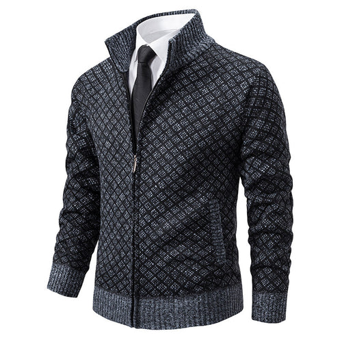 Herren moderner Strickjacke mit floralem Zopfdesign R&B