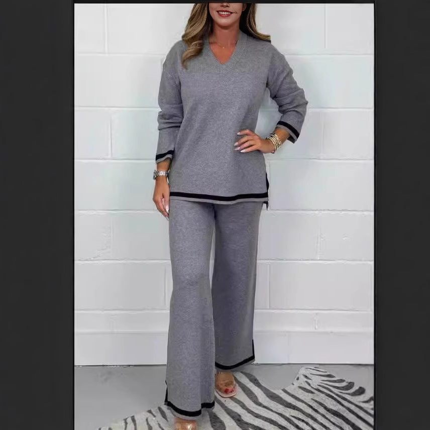 Damen Lässiges Strick-Set mit weitem Schnitt und eleganten Kontrasten R&B