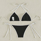 Damen Triangel-Bikini mit verstellbaren Bindändern und glamourösen Akzenten