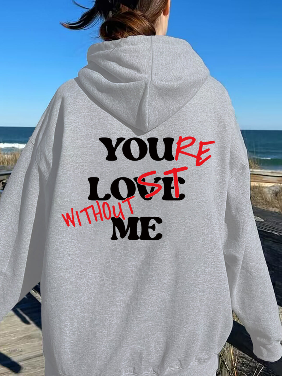 Damen Oversized Kapuzensweater mit inspirierendem Aufdruck R&B