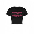 Damen Kurzarm Crop-T-Shirt mit witzigem Schriftzug R&B