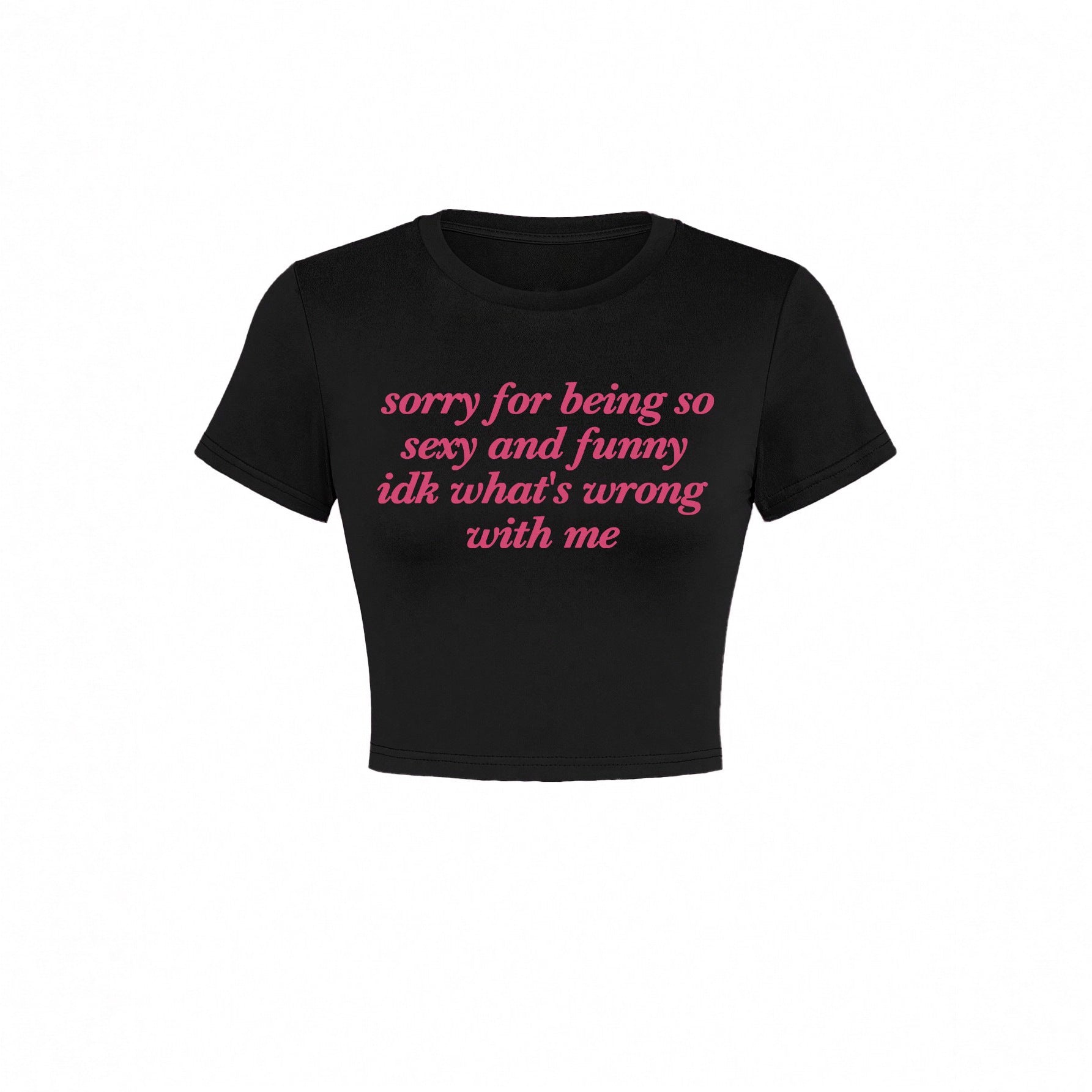 Damen Kurzarm Crop-T-Shirt mit witzigem Schriftzug R&B