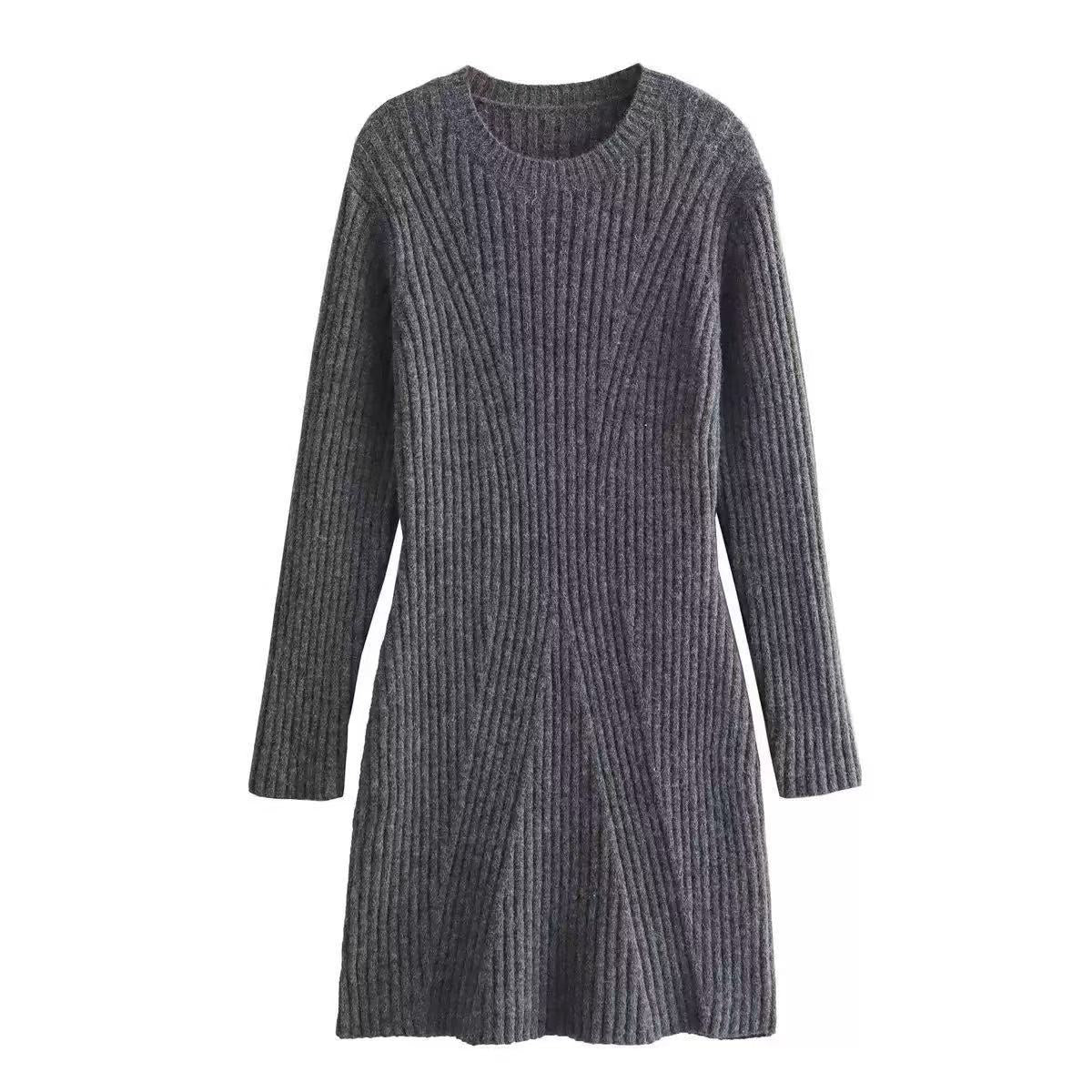 Damen Strickkleid mit moderner Rippstruktur und stylischem Schnitt R&B