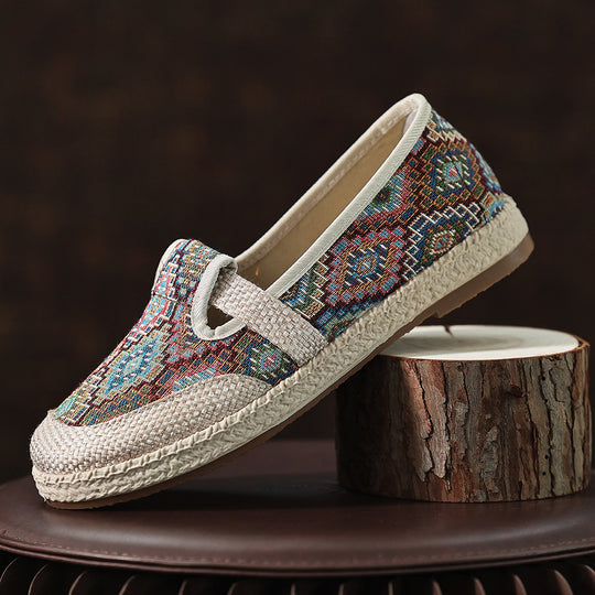 Damen Bequeme Stoffslipper mit ethnischem Muster R&B