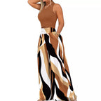 Damen angesagtes Outfit mit ärmellosem Oberteil und weitem Rock R&B