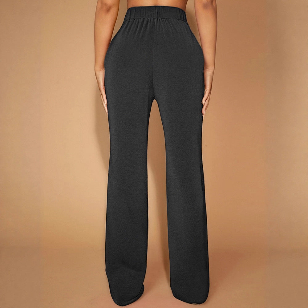Damen Elegante High-Waist-Hose mit modischem Doppelschnallen-Detail R&B