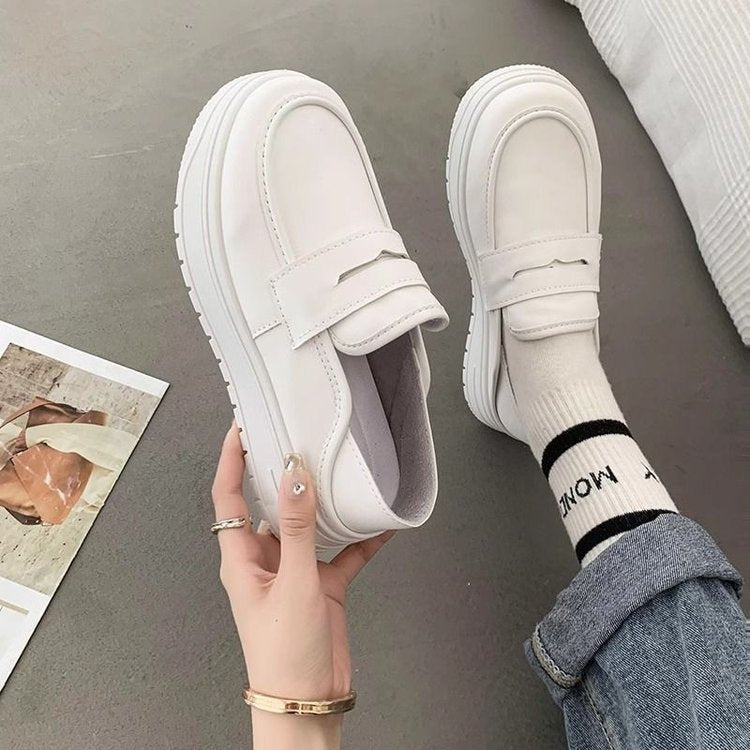 Damen Elegante Slip-On Sneakers mit dicker Sohle und modischer Schnalle R&B