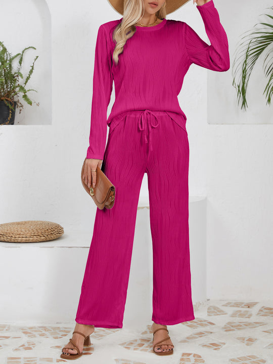 Damen lässiges Jogginganzug mit strukturiertem Material und hohem Bund R&B