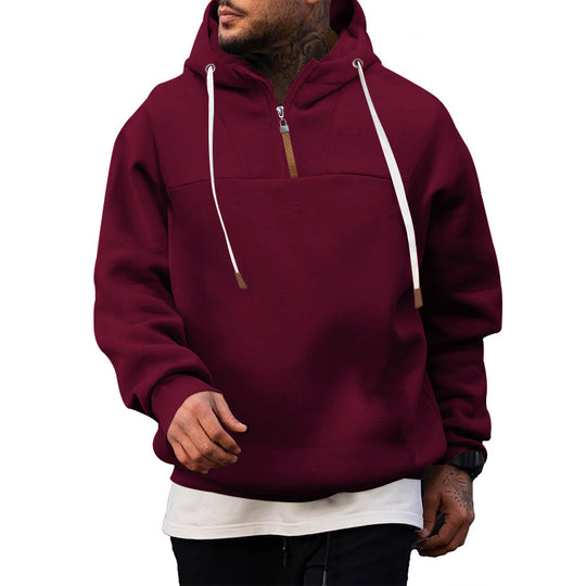 Herren lässiger Kapuzenpullover mit hochwertigem Reißverschluss und strukturiertem Stoff R&B