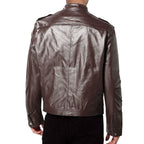 Herren Kunstleder Bikerjacke mit Steppdetails