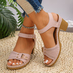 Damen Komfortable Wedge-Sandalen mit dekorativen Perforationen R&B